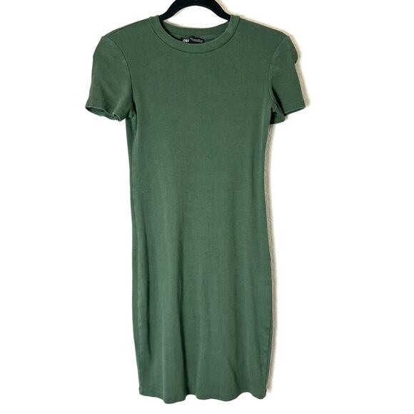 Zara Dark Green T Shirt Dress Size Medium - Picture 1 of 3